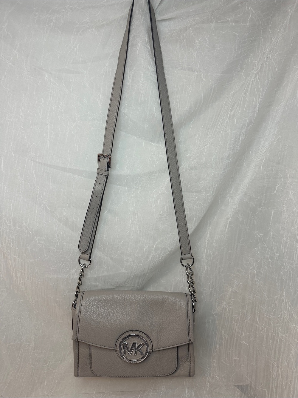Michael Kors Pebbled Leather Crossbody Bag in Taupe Gray - Picture 3 of 10